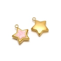 Star-shaped gold plated stainless steel pendant with pink enamel and polished finish - Gold Pentagram Pink