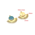 Golden stainless steel sunburst charm with blue glitter inlay for DIY jewelry - 25*24mm / Gold Sun Blue
