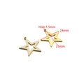 Golden stainless steel star pendant with white enamel inlay and 1.5mm hanging hole - 24*25mm / Gold Hollow Pentagram White