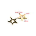 Gold stainless steel star pendant charms for DIY jewelry making in black enamel and hollow - 24*25mm / Gold Hollow Pentagram Black