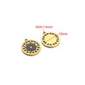 Pendentif étoile solaire dorée en acier inoxydable pour bijoux DIY, 18mm avec émail noir - Soleil Rond Creux d'Or Noir
