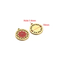 Pendentif étoile en acier inoxydable doré 18mm avec émail rouge pour bijoux DIY - Soleil Rond Creux d'Or Rouge