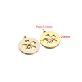 Pendentif cerisier 20mm en acier inoxydable avec émail blanc et trou 1,5mm pour bijoux DIY - Fleur Ronde Creuse d'Or Blanc