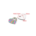 Pendentif cœur émaillé arc-en-ciel en acier inoxydable pour bijoux DIY 3,5 mm - Steel Heart Green Multicolor