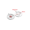 Pendentif étoile en acier argenté 28mm avec émail rouge et trou de 2mm pour bijoux - Étoile Ronde Creuse d'Acier Rouge