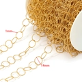 14mm golden stainless steel textured circle chain for DIY jewelry on white spool - 1x14mm Starry Sky Round Chain / Gold