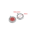 Pendentif étoile rouge en acier inoxydable, design rond de 18mm avec émail rouge brillant - Soleil Rond Creux d'Acier Rouge