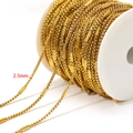 Golden stainless steel 2.5mm box chain and tube link jewelry DIY accessory chain - 2.5mm Square Pearl Pipe (Smooth) / Gold