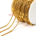 3mm gold stainless steel jewelry chain with alternating tubes and beads on white spool - 3.0mm Square Pearl Pipe (Smooth) / Gold