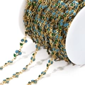 Catena gioielli dorata fai-da-te con paillettes blu e ciondoli a foglia in smalto - Ciliegia Blu