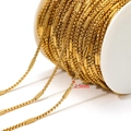 Golden 2.5mm stainless steel beaded pipe chain for DIY jewelry making on a spool - 2.5mm Square Pearl Pipe (Striped) / Gold