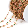 Catena a ciliegia rosa glitterata in finitura dorata per creazione di gioielli e accessori - Ciliegia rosa