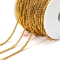 Golden 3mm square pearl and tube chain roll for DIY stainless steel jewelry making - Gold