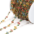 Colorful cherry enamel chain with gold plating and glitter for DIY jewelry making - Mixed Color Cherry
