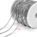 DIY jewelry chain with 2.5mm silver square pearls and cylindrical tube links - 2.5mm Square Pearl Pipe (Smooth) / Steel