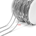 Roll of 3mm silver stainless steel box chain with smooth cylindrical tube links - 3.0mm Square Pearl Pipe (Smooth) / Steel