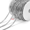 DIY stainless steel 4mm box chain with tube links on a white spool for jewelry making - 4.0mm Square Pearl Pipe (Smooth) / Steel