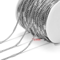 Silver stainless steel chain with 2.5mm cylinder and square links on a spool - 2.5mm Square Pearl Pipe (Striped) / Steel