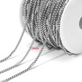 3mm silver stainless steel square pearl box chain for DIY bracelet making jewelry on roll - 3.0mm Square Pearl Pipe (Striped) / Steel