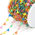 Bunte Herz-Emaille-Anhänger auf einer goldenen Edelstahlkette für DIY-Schmuckherstellung - Mehrfarbig
