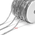 4mm silver stainless steel square pearl clip chain on a white spool for DIY jewelry making - 4.0mm Square Pearl Pipe (Striped) / Steel