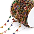Chaîne à maillons pailletés coeur multicolore dorée pour création de bijoux DIY - Chaîne À Paillettes Double Face Horizontale En Forme De Cœur 6 Mm Couleur Assortie