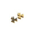 Gold plated stainless steel cross pendant with black triangular stones on white background - Gold Triangle - Black / 12*13mm