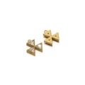 Gold-plated stainless steel cross pendant featuring sparkling triangular zircon stones - Gold Triangle - White / 12*13mm