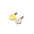 Golden round pendant with letter A in white enamel finish for DIY jewelry making - Letter A / White