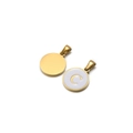 Stainless steel round gold charm set with white enamel letter C pendant accessory - Letter C / White