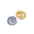 Spiral swirl pendants in gold and marble blue oil-dripped finish for jewelry making - Gold Left Spiral Enamel Pendant-Deep Blue