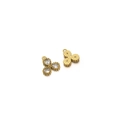 Pair of gold-plated clover charms with teardrop cubic zirconia and textured back detail - Gold Teardrop - White