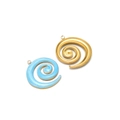 Spiral swirl charms in gold and marble light blue for DIY jewelry necklaces - Gold Left Spiral Enamel Pendant-Sky Blue