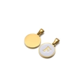 Golden round pendant with white enamel featuring letter F for DIY necklace designs - F / White