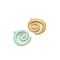 Spiral swirl pendant charm in polished gold and mint green enamel finish - Gold Left Spiral Enamel Pendant-Light Green