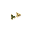 Gold-plated clover pendant with green pear-cut stones showing front and back views - Gold Teardrop - Green