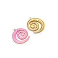Spiralen-Anhänger in Gold und rosa Emaille für die DIY-Schmuckherstellung - Gold Linksspirale Emaille Anhänger-Rosarot