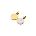 Golden stainless steel letter I round pendant with white enamel inlay for DIY necklaces - Letter I / White