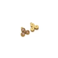 Gold-plated clover pendant with pear-shaped pink gemstones and detailed metal backing - Gold Drop - Pink