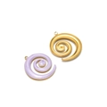 Spiral-Anhänger aus Edelstahl in Gold und Perlmutt-Hellviolett für DIY-Schmuckstücke - Gold Linksspirale Emaille Anhänger-Hellviolett