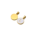 Golden stainless steel round pendant with white enamel and capital letter L detail - L / White