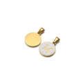 Golden stainless steel round pendant with white enamel inlay and letter M detail - M / White