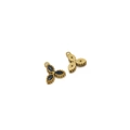 Gold-plated floral heart pendant with navy blue gemstones and milgrain detail - Gold Oval Eye - Royal Blue