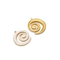Spiralanhänger-Set in Mattgold und Perlweiß-Emaille für individuelles DIY-Schmuckdesign - Gold Linksspirale Emaille Anhänger-Cremeweiß