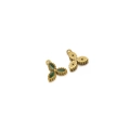 Gold-plated clover flower pendant charm with emerald green marquise cut cubic zirconia gems - Gold Oval Eye - Green