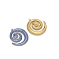 Spiralanhänger in Goldoptik und blau marmoriertem Emaille für DIY-Schmuckherstellung - Gold Rechtsspirale Emaille Anhänger-Dunkelblau
