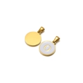 Golden stainless steel round pendant with white enamel letter O design for necklaces - Letter O / White