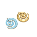 Spiralen-Anhänger-Set in Goldoptik und himmelblauem Emaille für DIY-Schmuckherstellung - Gold Rechtsspirale Emaille Anhänger-Himmelblau