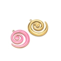 Spiralförmige Anhänger in Rosa und Gold mit Marmortextur für individuellen Schmuckbau - Gold Rechtsspirale Emaille Anhänger-Rosarot