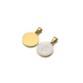 Polished stainless steel letter S charm with white enamel on a gold round pendant - S / White